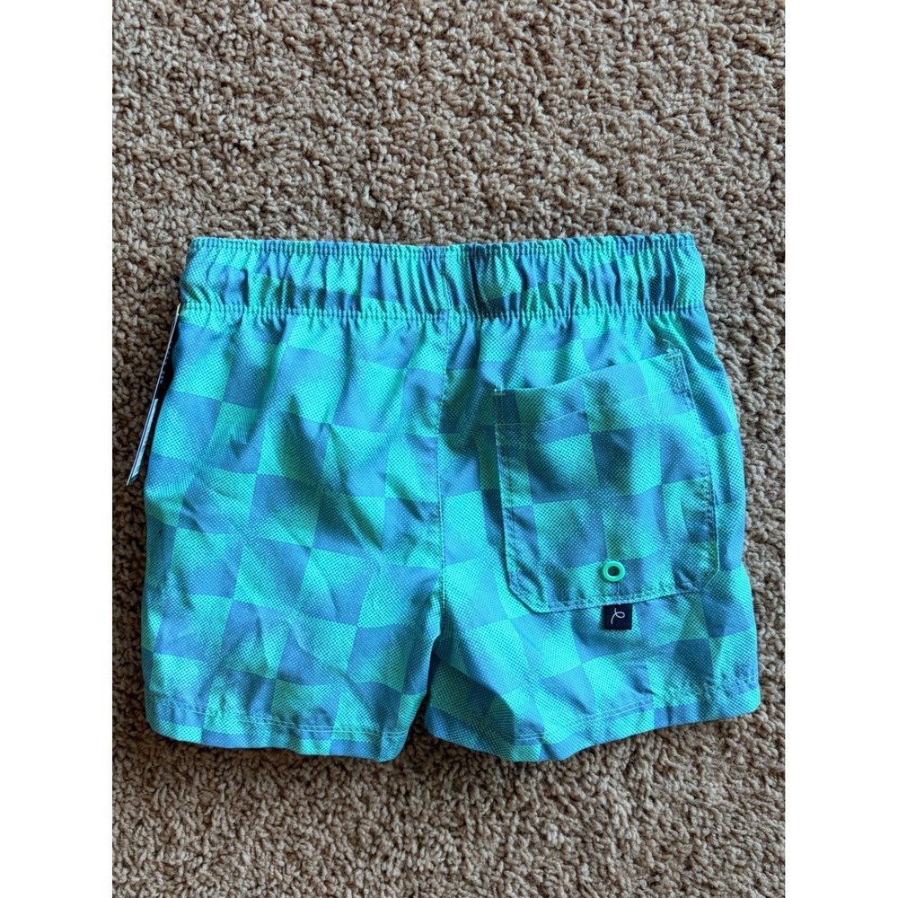Cat & Jack Green Checkered Swim Trunk Shorts Built In Briefs Boys 6/7 NEW NWT - Picture 4 of 8